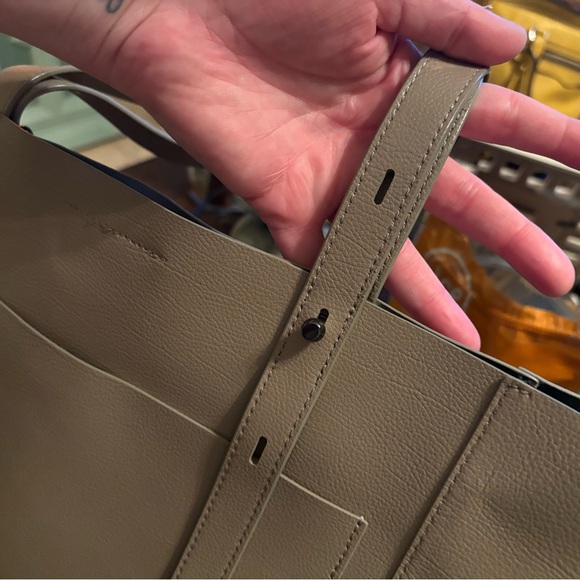 Rebecca Minkoff Leather Neutral Minimalist Tote Bag Purse - Picture 6 of 10